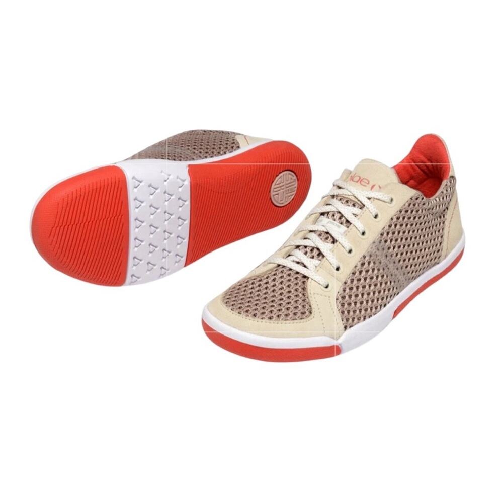 Plae Prospect Tan & Orange Mesh Lace Up Athletic Breathable Sneakers Womens Sz 6